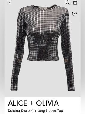 Alice + Olivia metallic Disco-Knit Cropped Top